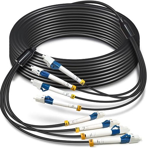 15 Meters 4 Core Industrial TPU LC to LC Outdoor Armored Fiber Optic Cable by YUTIANHOME