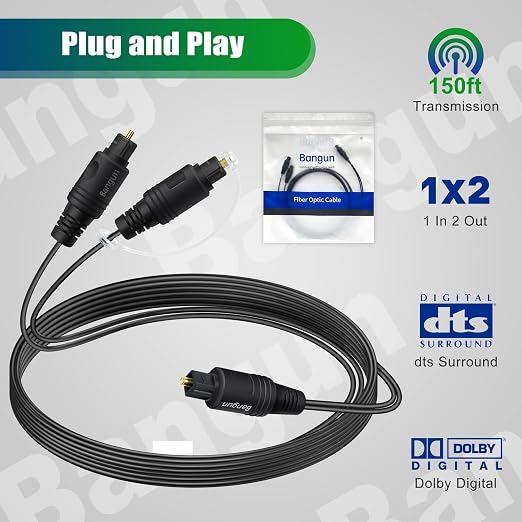 1x2 Digital Audio Splitter Cable, Toslink Digital Fiber Optic Audio Splitter 1 - Image 6