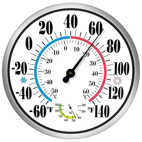 12'' Indoor Outdoor Thermometer Hygrometer by Lirches