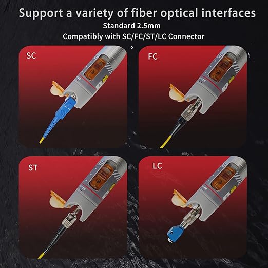 Visual Fault Locator, VFL Fiber Optic Light Source Tester, FC/SC/ST/LC Adapter - Image 2