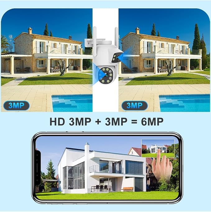 EVERSECU Dual Lens Linkage 6MP WiFi PTZ Security Camera Outdoor, 360° View - Image 4