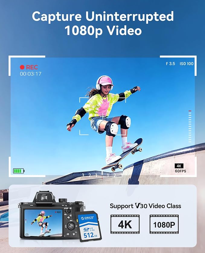 ORICO 128GB SDXC UHS-I Memory Card, 4K Full HD, 4K Video SD Card - Image 4