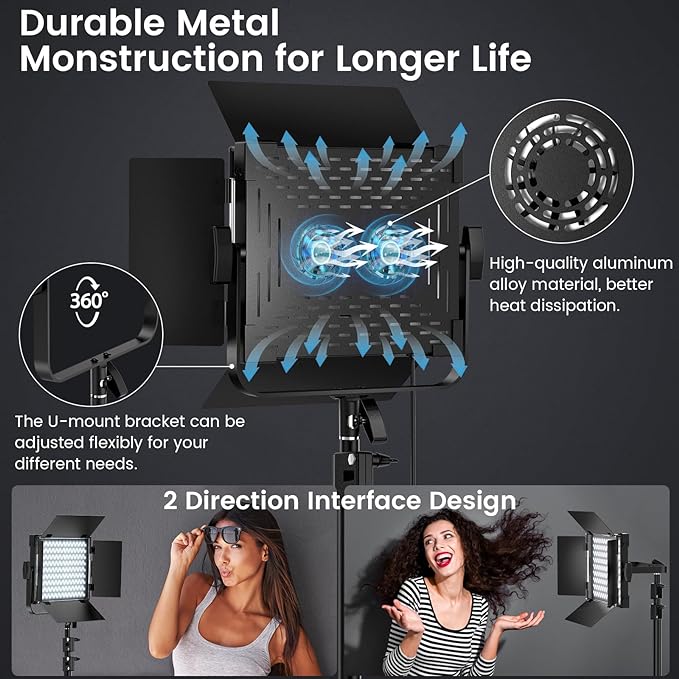 Anautin RGB Photography Lighting Kit, 50W Bi-Color LED Studio Lights, - Image 5