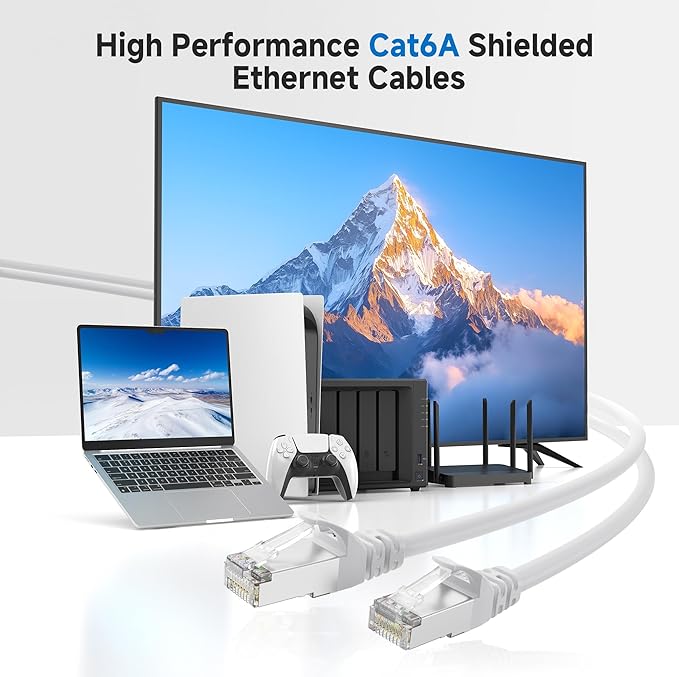 Cable Matters 10Gbps 5-Pack Snagless Shielded Cat 6A Ethernet Cable - 5ft - Image 2
