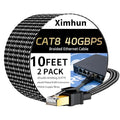 Cat 8 Ethernet Cable 10FT 2Pack, High-Speed Braided Internet Cable Network Cord by XimhunEthernetCable
