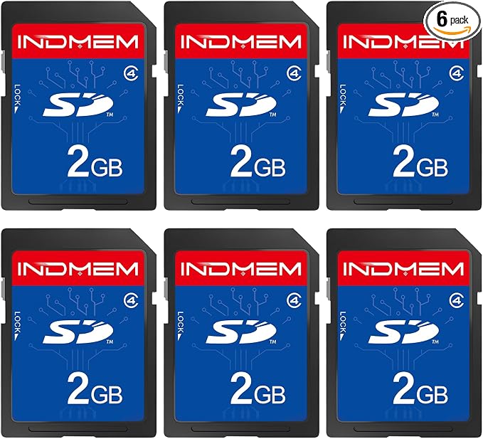 INDMEM SD Card 2GB, 6 Packs Class 4 2GB Flash Memory Card MLC Standard Secure by READYXIO
