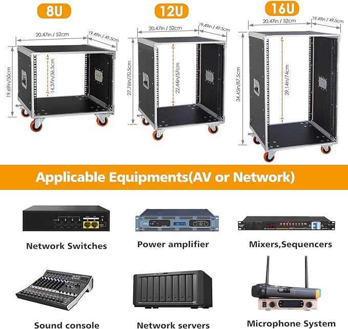 AV Gear Rack 12U Home Audio & Video Stage Stereo Equipment Storage Cabinet - Image 6