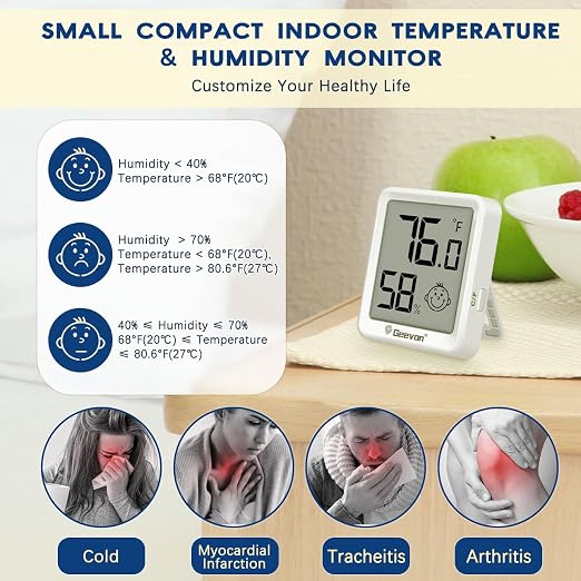 Geevon 2 Pack Mini Digital Hygrometer Gauge Indoor Thermometer – LCD Monitor - Image 3