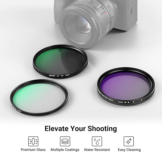 NEEWER 55mm Variable ND + CPL + UV Filter Kit - Image 2