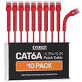 Everest Ultra Slim Cat6a Ethernet Patch Cables 1ft Red by EverestMediaSolutions