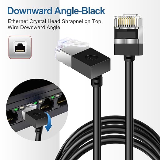 90° Downward Angled Cat 6A Ethernet Ultra Slim Cable 25 Feet 2Pack, Flexible - Image 4