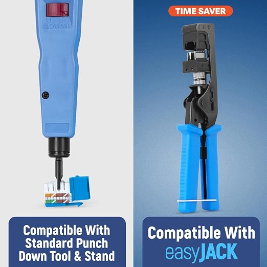 Everest 90° Angled RJ45 Cat5e Keystone Jacks 50-Pack in Blue - Image 4