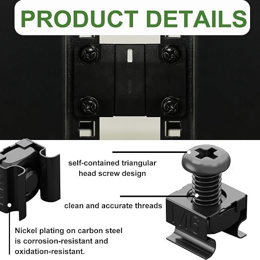45PACK M6 x 16mm Rack Mount Cage Nuts, Enclosures - Image 3