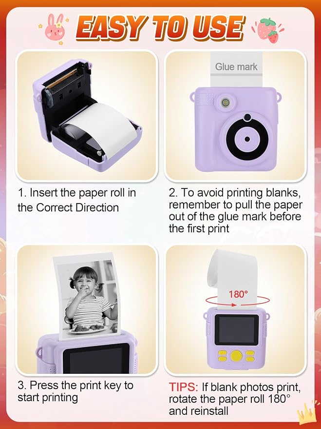 18 Rolls Kids Instant Camera Print Refill Paper - Image 7