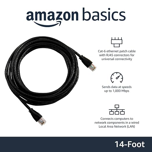Amazon Basics RJ45 Cat-6 Ethernet Patch Cable, 1Gpbs Transfer Speed, 14 Foot - Image 2