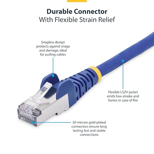 StarTech.com 1ft Blue CAT8 Ethernet Cable, Snagless RJ45, 100W PoE++, 26AWG - Image 3