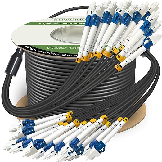 120ft 12 Core Industrial TPU LC to LC Outdoor Armored Fiber Optic Cable by YUTIANHOME