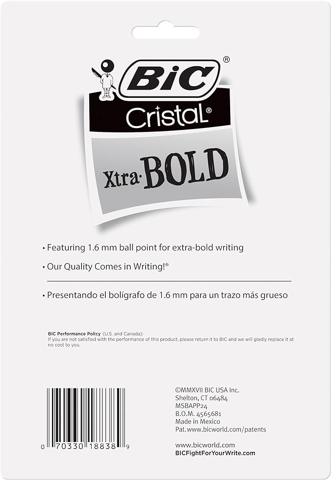 BIC Cristal Xtra Bold Ballpoint Pens, Bold Point, School Supplies - Image 3