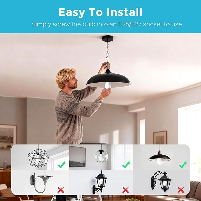 3 Pack Motion Sensor Light Bulbs, 12W Motion Detector Light Bulb, Dusk to Dawn - Image 6