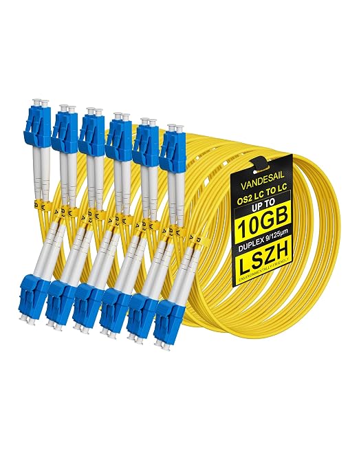 6 Pack OS2 Fiber Patch Cable LC to LC 4m, Individually Tested, LSZH Single Mode by VANDESAIL