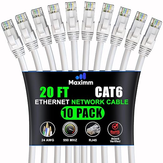 Maximm Cat 6 Ethernet Cable 20 ft by MaximmCable