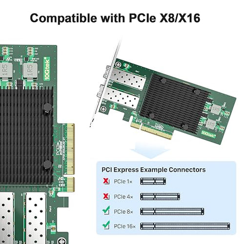 10Gtek 10Gb PCI-E NIC Network Card, Dual SFP+ Port, - Image 2