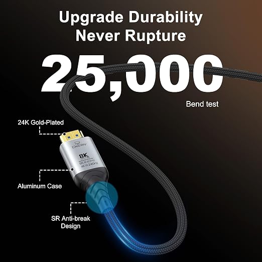 Fiber Optic HDMI Cable 6FT, 8K Long HDMI 2.1 Cable, 48Gbps Ultra High Speed - Image 6