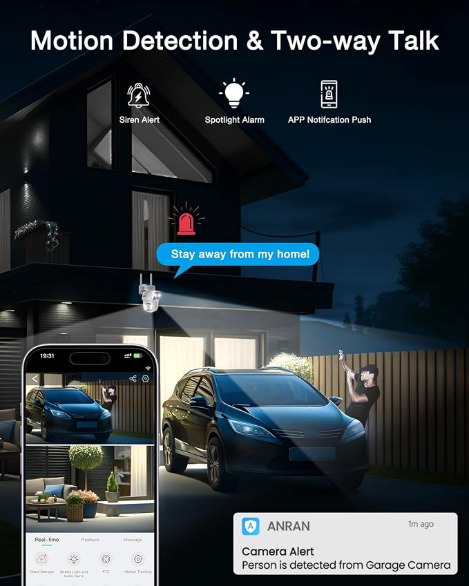 ANRAN Dual-Lens Solar Security Camera, 3MP Wireless Outdoor Camera - Image 7