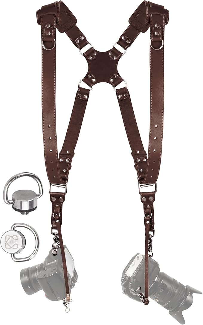 C Coiro Dual Camera Harness Shoulder Leather Camera Strap by CCoiro
