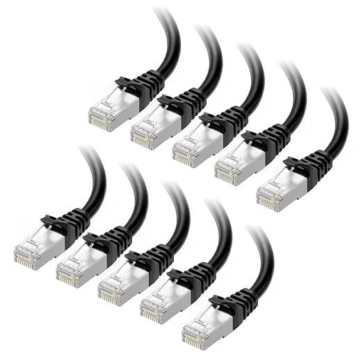 Cable Matters 10Gbps 10-Pack Snagless Short Shielded Cat 6A Ethernet Cable - 3ft by CableMatters