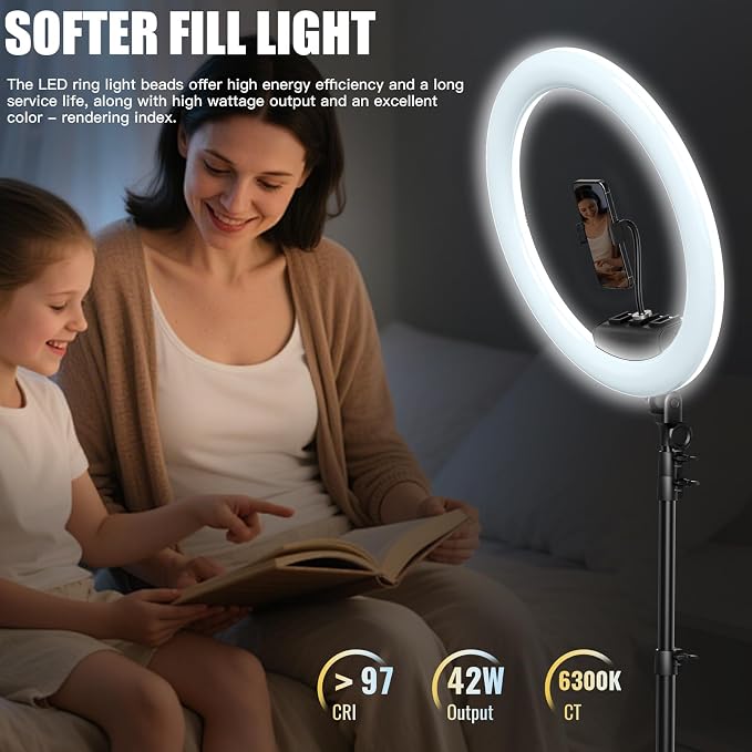 Ring Light with Stand and Phone Holder, Professional LED Circle Light with 78" - Image 4