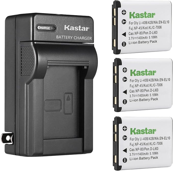 Kastar 3-Pack Li-42B Battery and AC Wall Charger Replacement by Kastar