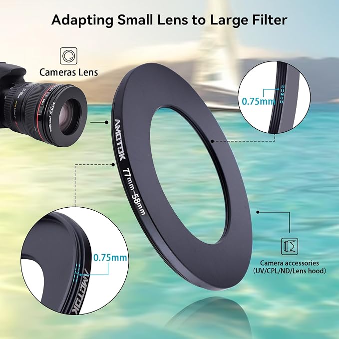 77mm Lens to 58mm Camera Lens Adapter, 77mm to 58mm Filter Step-Down Ring - Image 4