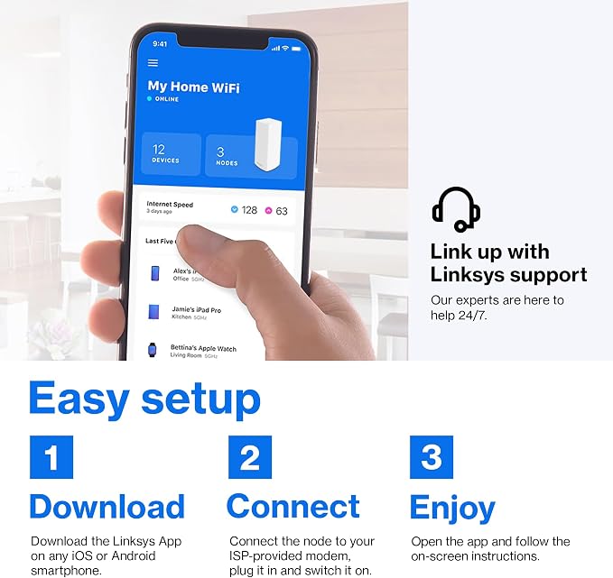 Linksys Atlas WiFi 6 Router Home WiFi Mesh System, 000 Sq. ft Coverage - Image 9