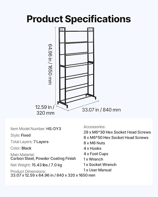 VEVOR 3D Printer Filament Storage Rack, 7 Tier Heavy Duty Storage Shelves - Image 7
