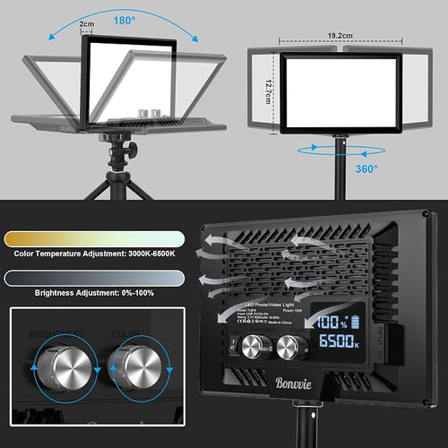 15W Rechargeable LED Video Light Kit, 9” Camera Light - Image 2
