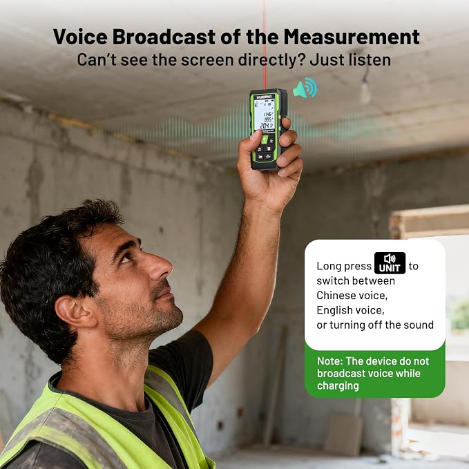Laser Measure Device 3-in-1, Huepar 330ft Laser Measurement Tool & 33ft Cross - Image 7