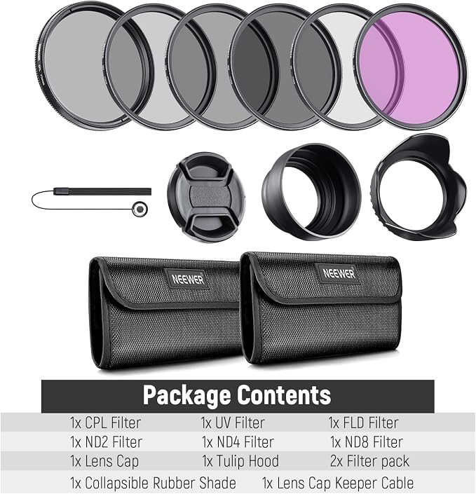 NEEWER 77mm ND Lens Filter Kit: UV, Lens Hood and Lens Cap Compatible - Image 9