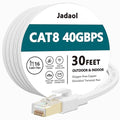 Jadaol Cat 8 Ethernet Cable 30 ft, 40Gbps 2000MHz Flat RJ45 S/FTP LAN Patch by Jadaol