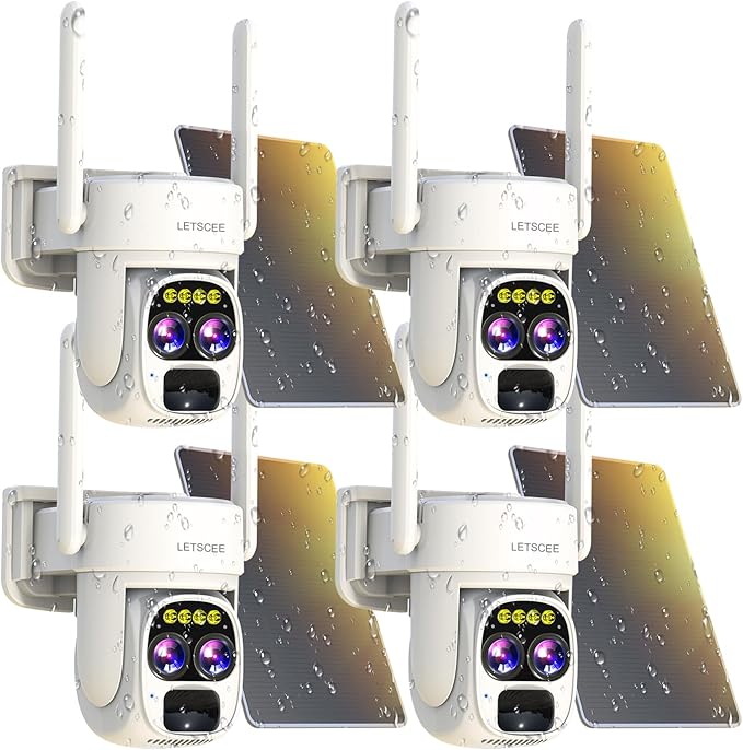 LETSCEE Security Cameras Wirelss Outdoor Solar Powered by LETSCEE