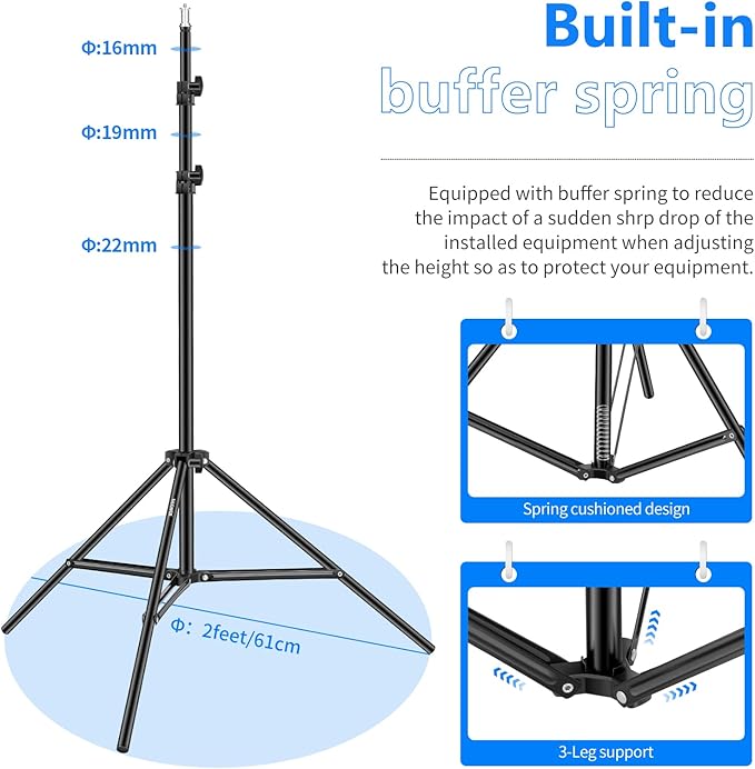 Neewer 6.23 Feet/190CM Aluminum Light Tripod Stands - Image 3