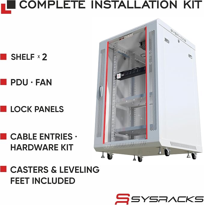 18U Wall Mount Server Rack Cabinet – 19" Network Rack Enclosure, PDU & Shelf - Image 4