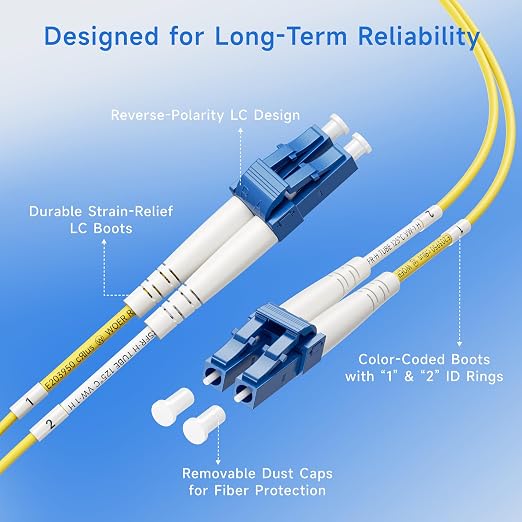 Cable Matters 5-Pack OS2 LC to LC Fiber Patch Cable - 2m / 6.6ft - Image 4