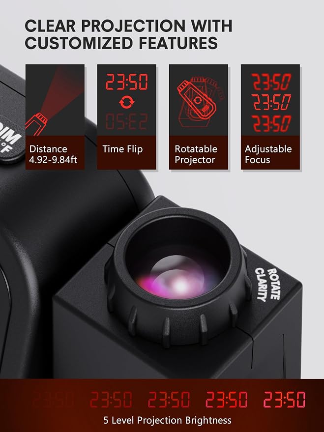 Mesqool Projection Alarm Clock for Bedroom, Digital Clock - Image 4