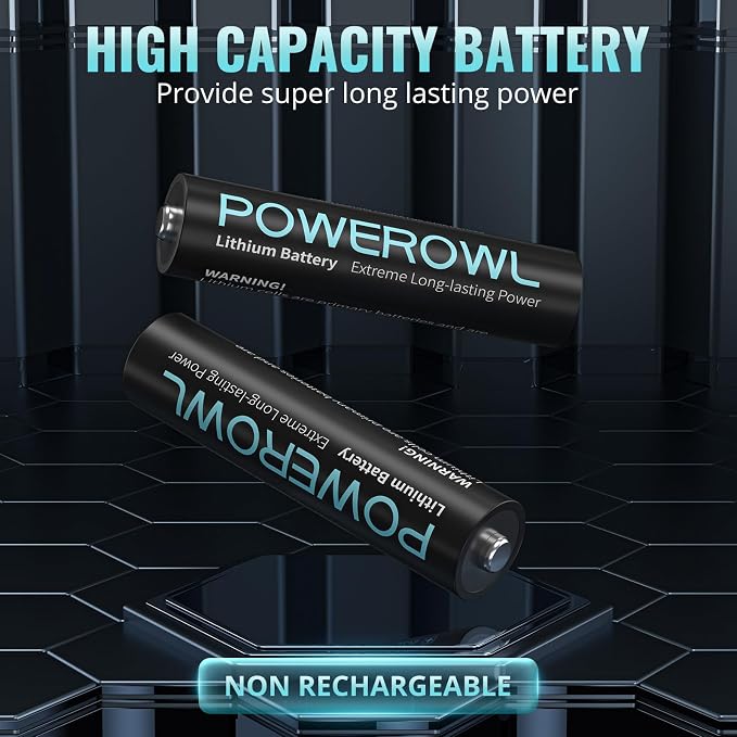 POWEROWL AA Lithium Batteries 4 Pack, 3400mAh High Capacity 1.5V Double A - Image 2