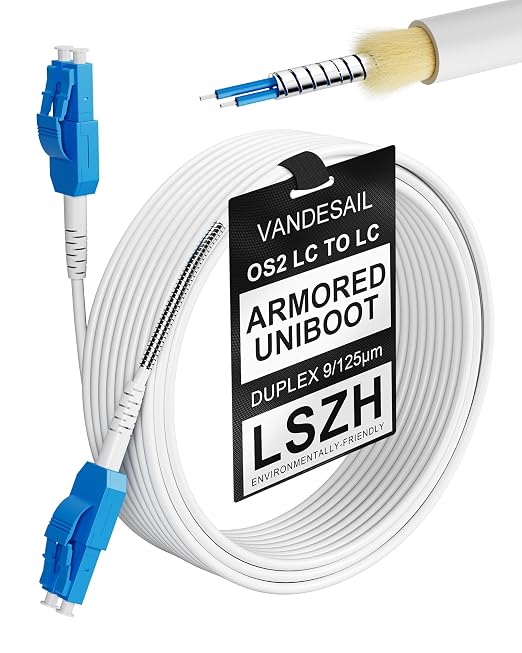 OS2 Armored Uniboot Fiber Optic Patch Cable LC to LC, SMF LC-LC Fiber Patch by VANDESAIL