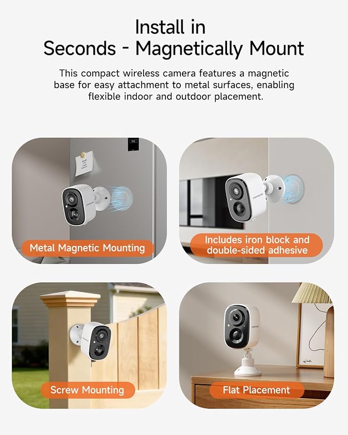 4 Pack 2.5K Security Camera Wireless Outdoor, 2.4G WiFi Battery Powered Outdoor - Image 3