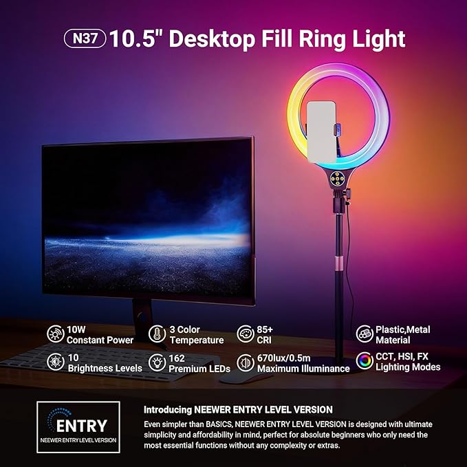NEEWER ENTRY LEVEL VERSION N37 10.5" RGB Ring Light - Image 2