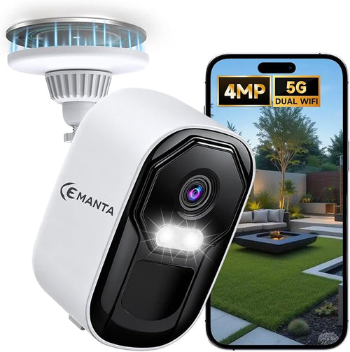 2.5K 4MP Security Camera Wireless Outdoor, Free Cloud Storage, 2.4G/5Ghz WiFi by CEMANTA