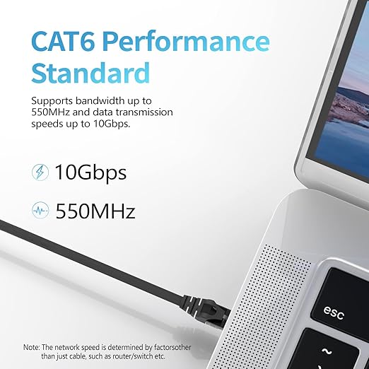 Cat 6 Ethernet Cable 20 ft, Indoor&Outdoor, High Speed 10Gbps 24AWG Pure Copper - Image 2